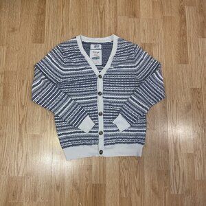 Le 31 Simons Cardigan Mens Medium Blue White Stripe Patterned Long Sleeve Cotton